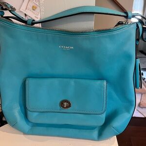 Coach Aqua Blue Leather Shoulder Bag